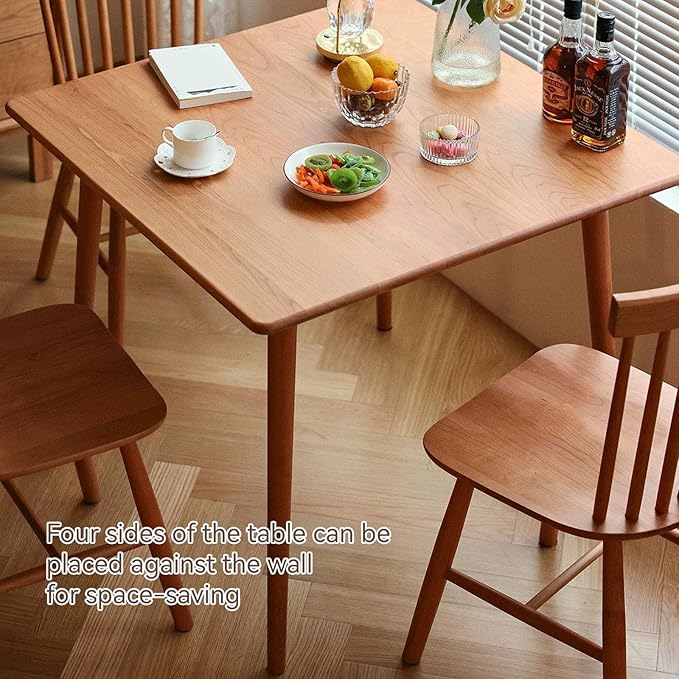 Square Dining Table, Solid Wood Kitchen Table for Small Space, Mid Century Small Kitchen Tables for Island with Natural Oak Wood, 35.4”D x 35.4" W x 29.5" H