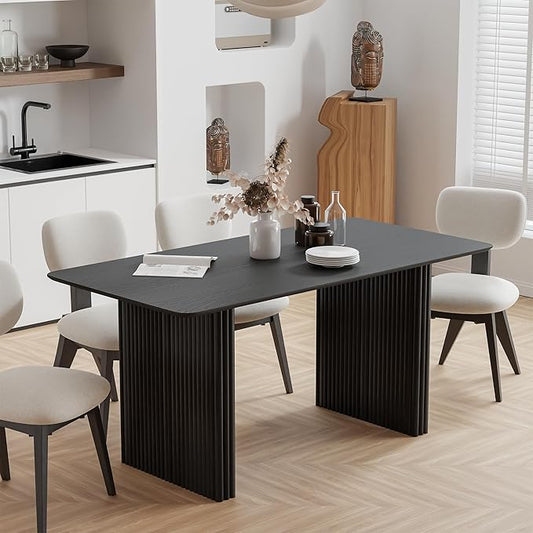 Casaphoria 67" Rectangular Dining Table, Modern Kitchen Table for 4-6, Farmhouse Style Large Table, Easy Assembly for Living Room, Kitchen, Bar, Black