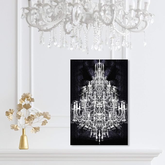 The Oliver Gal Artist Co. Fashion and Glam Wall Art Canvas Prints 'Montecarlo Crystal' Home Décor, 10 in x 15 in, White, Black