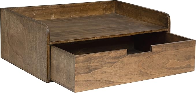 Kate and Laurel Kitt Floating Shelf Side Table with Drawer, Rustic Brown