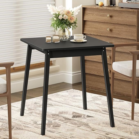 HOOBRO Bamboo Dining Table, Square Dining Table for 2, 27.6" Kitchen Table for Small Space, Writing Table, Easy to Assemble, for Dining Room, Living Room, Office, Kitchen, Apartment, Black BK70CZ01G1