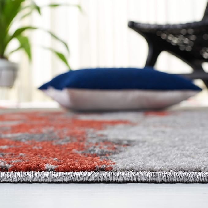 SAFAVIEH Adirondack Collection Accent Rug - 3' x 5', Orange & Grey, Modern Abstract Design, Non-Shedding & Easy Care, Ideal for High Traffic Areas in Entryway, Living Room, Bedroom (ADR134P)