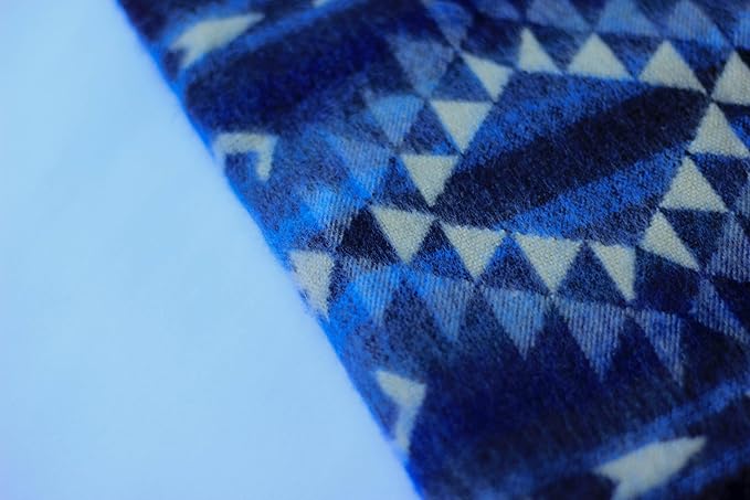 Alpaca Wool King Size Throw Blanket | 87 x 64 Inches | Soft, Hypoallergenic and Breathable | Lightweight Warm | for Bed, Couch, Outdoor or Picnic (Blue)