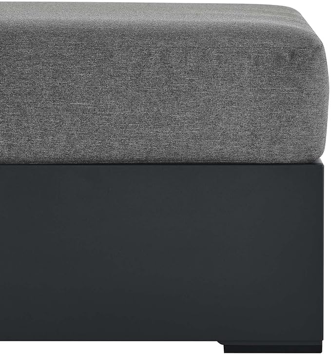 Modway Tahoe Aluminum Ottoman in Gray Charcoal with Weather-Resistant Cushion-Ideal as Outdoor Footstool, Patio or Sunroom Furniture
