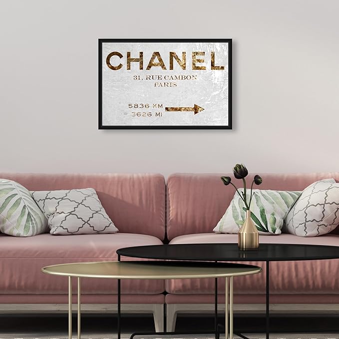 The Oliver Gal Artist Co. Contemporary 10 in x 15 in Paris Couture Luxury Framed Canvas Wall Art Bedroom Gold