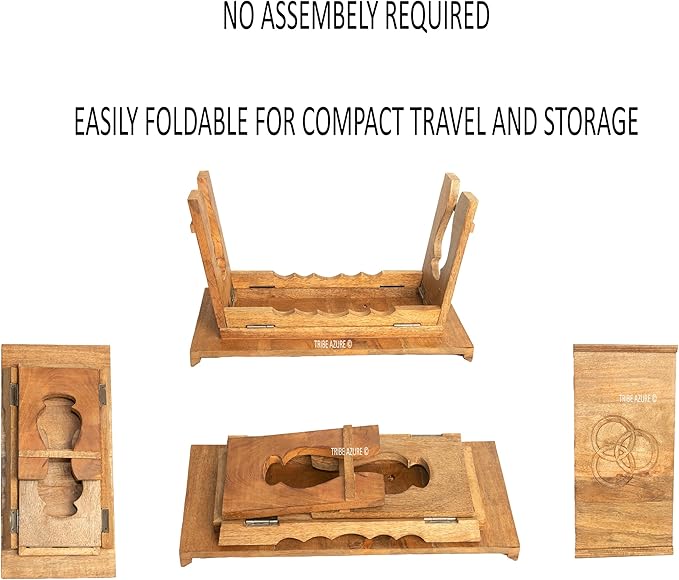 Tribe Azure Fair Trade Altar Table, Meditation Table, Puja, Meditation Wood Wiccan Altar Buddhist, Japanese, Small Low Side Chabudai Coffee Floor (Tea Table)