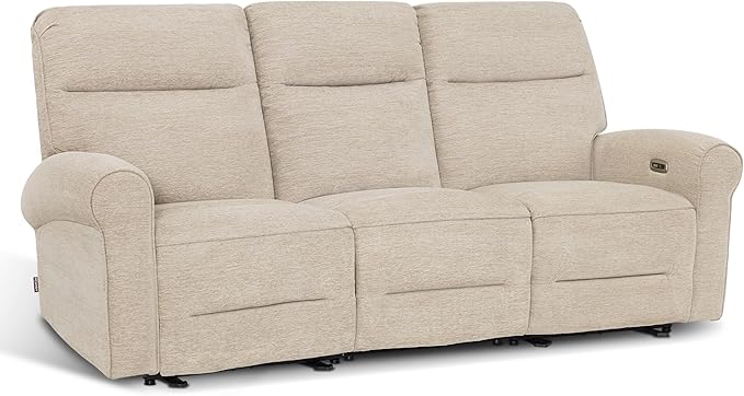 MCombo 87.8" Wall Hugger Power Reclining Sofa with Drop Down Table, 3-Seater Recliner Couch for Small Spaces Living Room RV, USB Ports, Fabric PR635M3 (Beige)