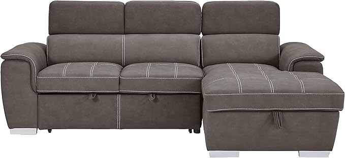Homelegance Ferriday 98" x 66" Sectional Sleeper with Storage, Taupe