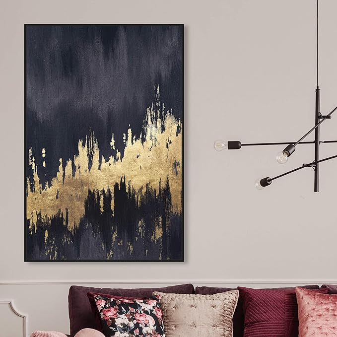 The Oliver Gal Artist Co. Modern 45 in x 30 in, Late Night Sky, Large Canvas Wall Art, Living Room, Black
