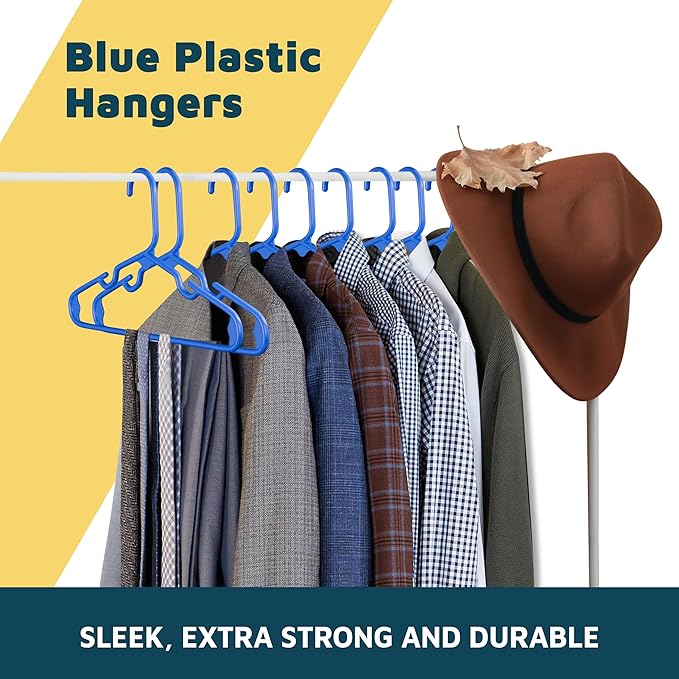 Lifemaster Plastic Kids Clothes Hangers – Children Clothes Hanger with Shoulder Notch, 11.6 Inch Space-Saving Closet Organizer for Baby, Toddler, and Kids Clothing, Hold Up to 5 lbs, Pack of 10, Blue