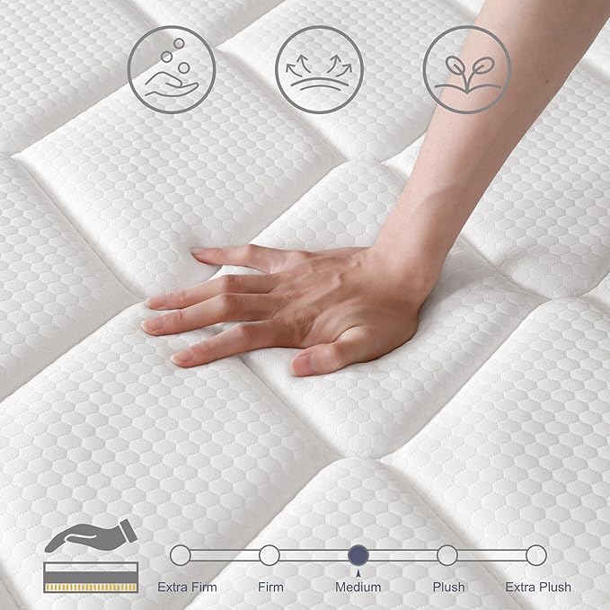 Twin Mattress | 10 Inch Twin Size Hybrid Mattresses in a Box | Medium Firm Memory Foam and Individual Pocket Springs | Fiberglass Free Bed Mattres | Breathable | CertiPUR-US