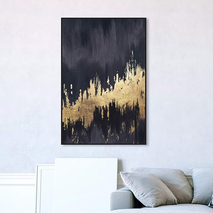 The Oliver Gal Artist Co. Modern 45 in x 30 in, Late Night Sky, Large Canvas Wall Art, Living Room, Black