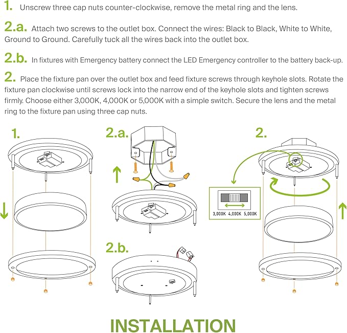 ASD LED 12" Round Flush Mount Lighting, Close to Ceiling Light Fixture | 3CCT, Dimmable, Energy Star, ETL Listed | 20W 1580LM 3000-5000K 100-277V | Low Profile Double Ring Lamp | Nickel, 4 Pack