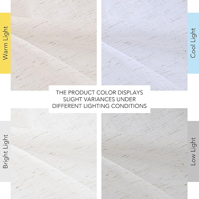 NICETOWN Linen Blend Semi Sheer 108 inch Curtains, Grommet Thick Flax Linen Weave Drapes Privacy with Light Filtering Drapes Airy & Elegant for Bedroom/Living Room, W52 x L108, 2 Panels