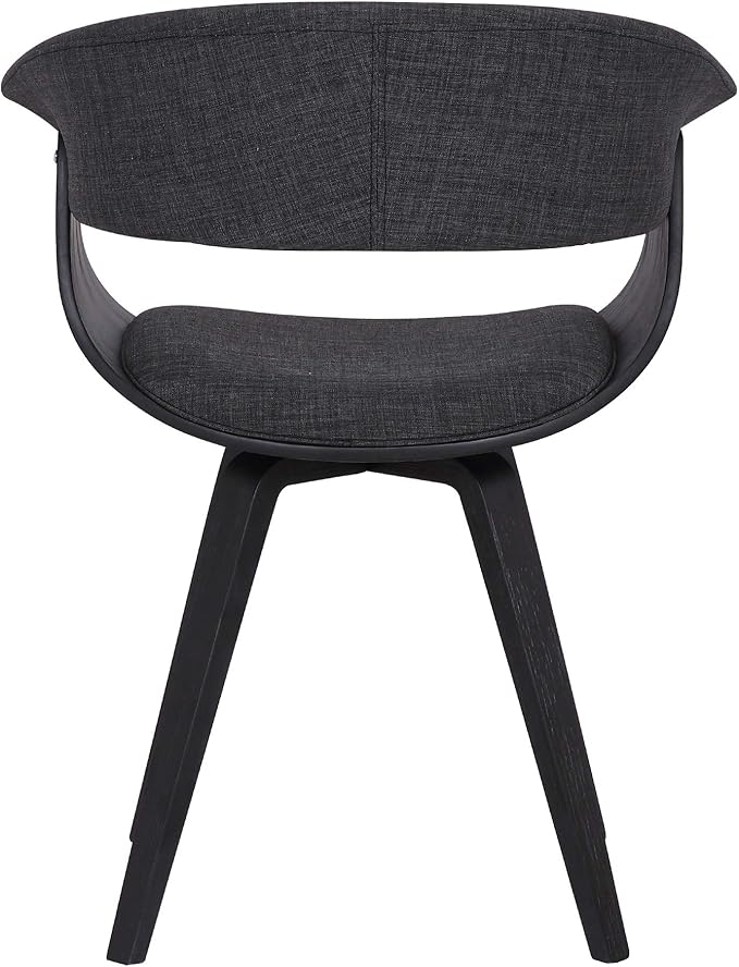 Armen Living Summer Mid Century Modern Dining Accent Chair for Table Kitchen Desk Vanity in Charcoal Fabric and Black Wood Finish