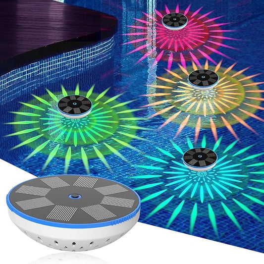 RGB Solar Floating Pool Lights, Smart Auto ON/Off Pool Light with 6 Lighting Modes, IPX8 Waterproof LED Color Changing Lights for Inground Pool, Bathtub, Garden, Party Decoration, 1 Pack