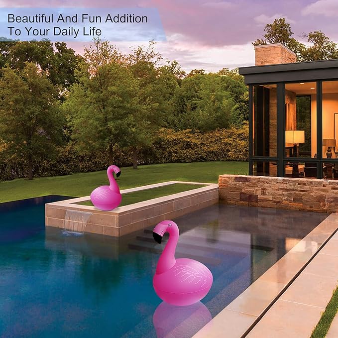 Solar Floating Lights 4PCS, Flamingo Floating Pool Lights Solar Powered, IP68 Waterproof Glow in The Dark LED Flamingo Pool Light for Garden, Yard, Patio, Party Decoration