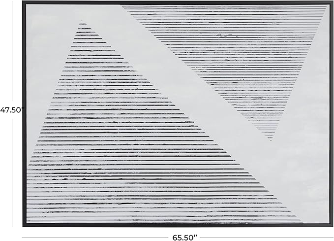 Deco 79 Canvas Geometric Framed Wall Art with Black Frame, 66" x 2" x 48", Black