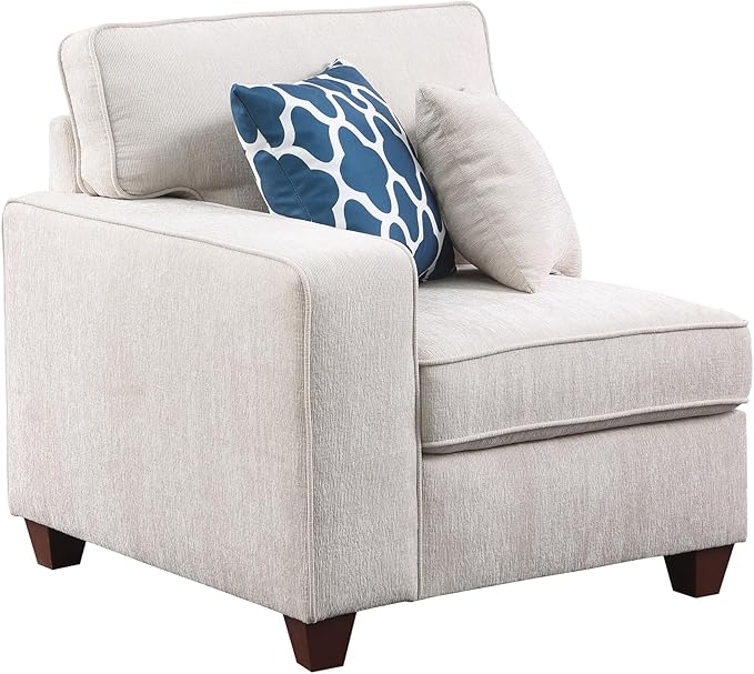 YOPTO 127" L-Shaped Sectional Couch with Movable Ottoman & 6 Throw Pillows,7 Seat Chenille Upholstered Sofa W/2 Cup Holder,USB Port & Hidden Storage Box,DIY Combination,for Living Room,Apartment,Beige