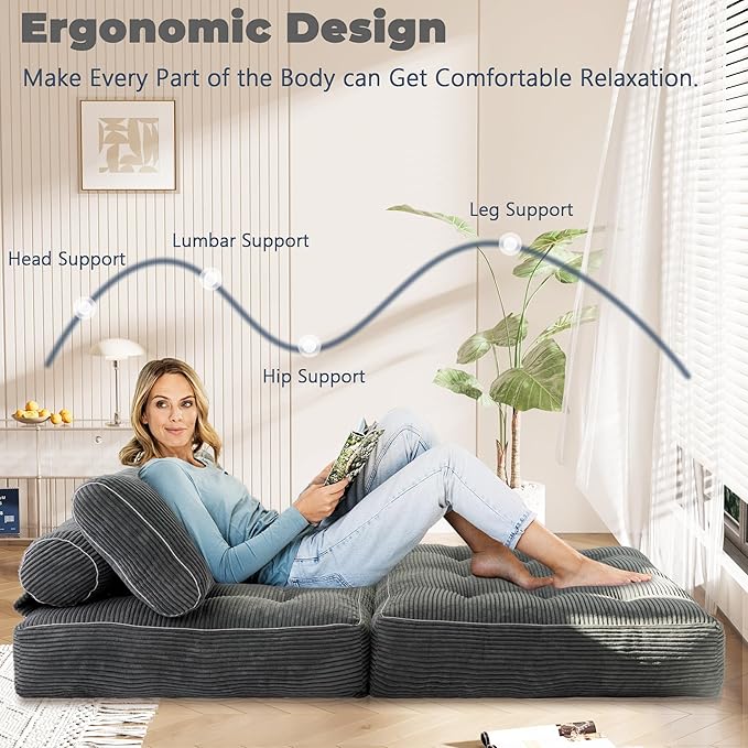 Folding Sofa Bed,Convertible Sleeper Chair for Adults, Folding Sofa Bed Foam Filling Couch with Pillow，Sleeper Chairs Single Size Floor Mattress