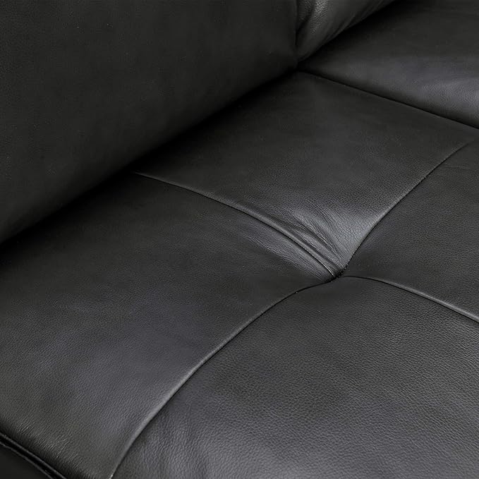 Armen Living Bergen 87" Pewter Genuine Leather Square Arm Sofa