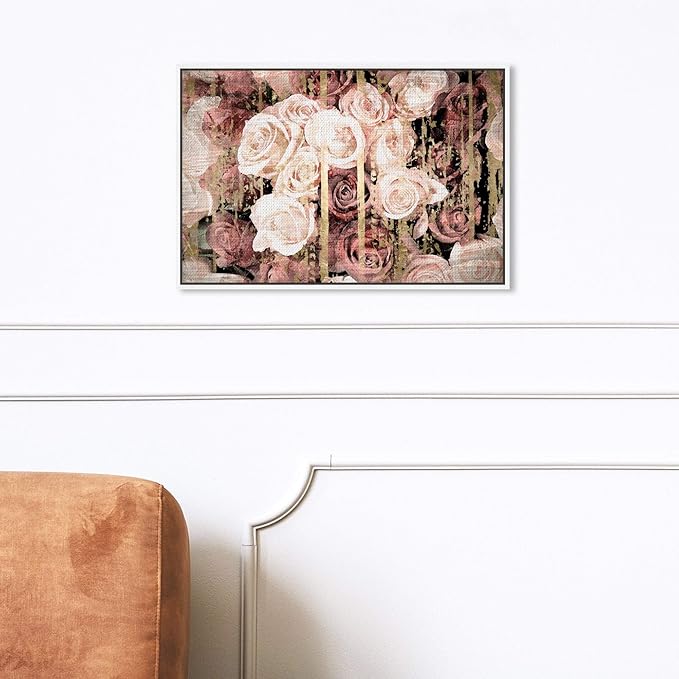The Oliver Gal Artist Co. Floral and Botanical Framed Wall Art Canvas Prints 'Shabby Chic Romance' Florals