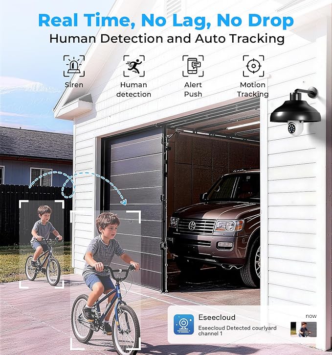 2K Light Bulb Camera Outdoor, 5G&2.4GHz Cameras for Home Security, 360° PTZ Wireless Lightbulb Socket Security Cam with Color Night Vision, 2 Way Audio, AI Human Detection, 2 Packs