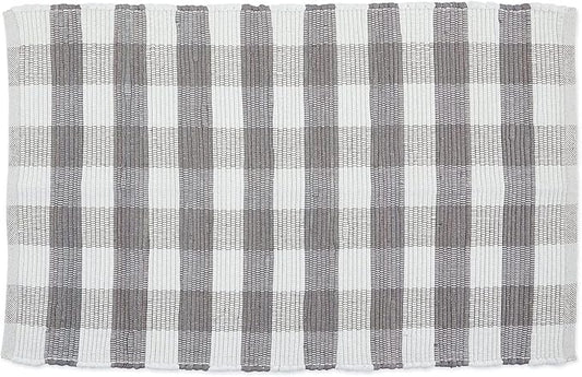 DII Buffalo Check Rug Collection, Hand Dyed Reversible Chindi Rug, 26x40, Gray