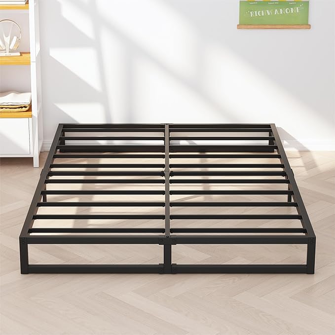 5 Inch King Size Bed Frame Metal Platform Mattress Foundation with Steel Slat Support, No Box Spring Needed, Easy Assembly, Black