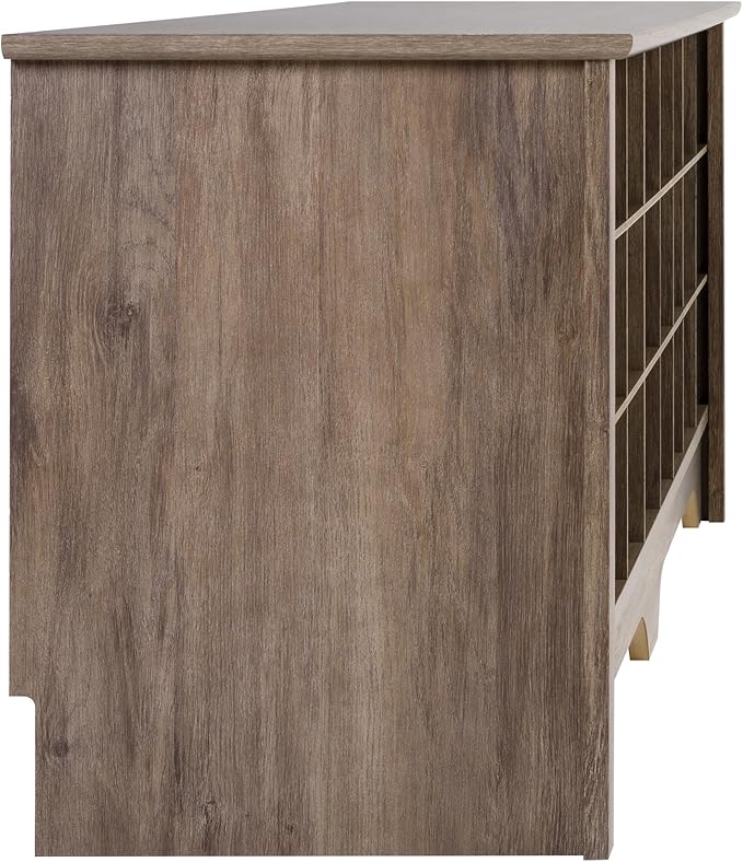 Prepac 24 Pair Shoe Cabinet, Entryway Bench, Mud Room Organization and Storage Bench with 24 Shoe Cubbies, Drifted Gray, 15.5"D x 60"W x 20.25"H