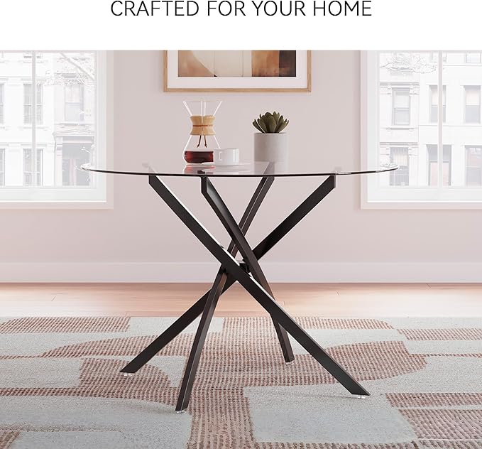 Signature Design by Ashley Pharwynn Casual Dining Table, Clear & Black