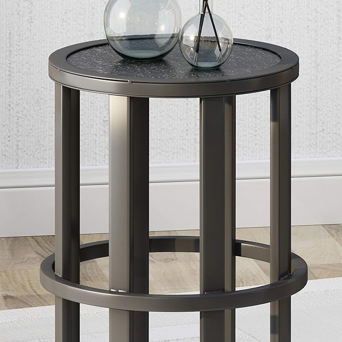 Christopher Knight Home Cassie Indoor Industrial 11 Inch Finish Side Table, Grey Ceramic Tile/Black Metal