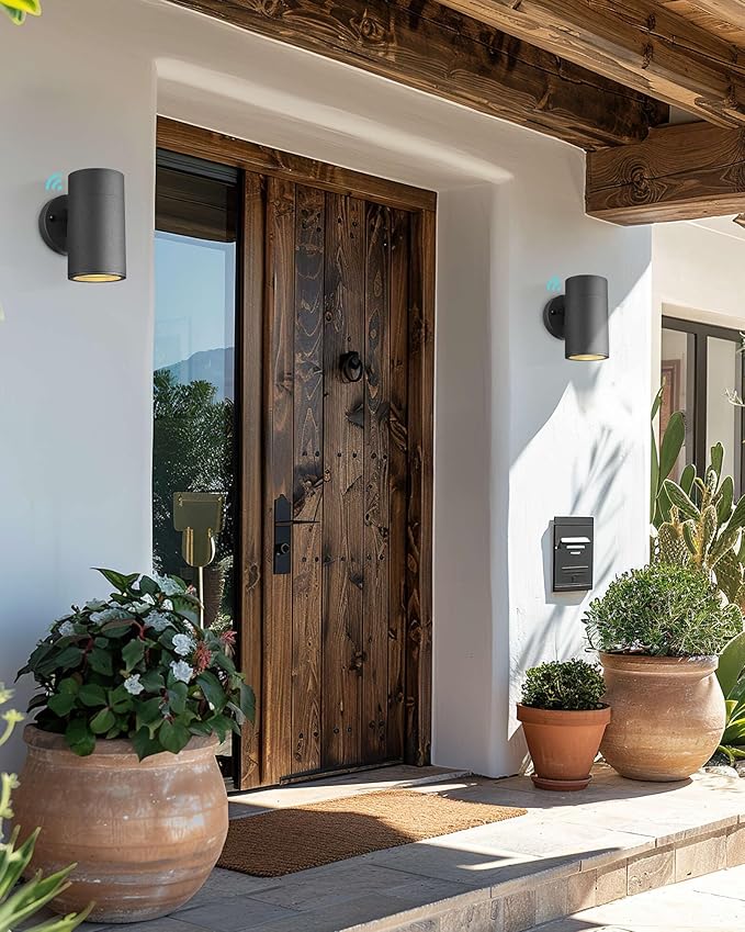 Ken & Ricky Dusk to Dawn Outdoor Lighting, Matte Black Outdoor Sconces Wall Lighting, Modern Porch Light with Tempered Glass Cover for Porch Garage Patio Doorway Entryway -1 Pack