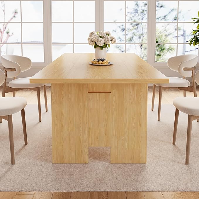 63" Folding Dining Table for 4-6, Modern Dining Room Table with Large Foldable Tabletop, Wood Folding Table with Foldable Legs, Dinner Tables for Kitchen Dining Room (Natural)