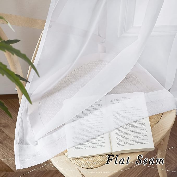 NICETOWN Sheer White Curtains 68 inch Length 2 Panels Set, Rod Pocket Translucent Modern Voile Sheer Airy & Breathable Curtains & Drapes for Bedroom/Living Room, W54 x L68