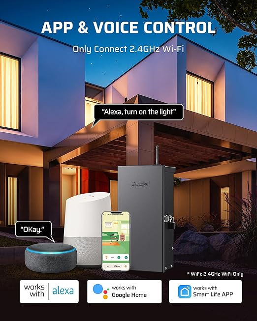 DEWENWILS 300W Low Voltage Landscape Transformer WiFi with 3 Zones, Outdoor Landscape Lighting Transformer, 120V AC to 12/14V AC, Compatible with Alexa & Google Assistant, FCC Listed