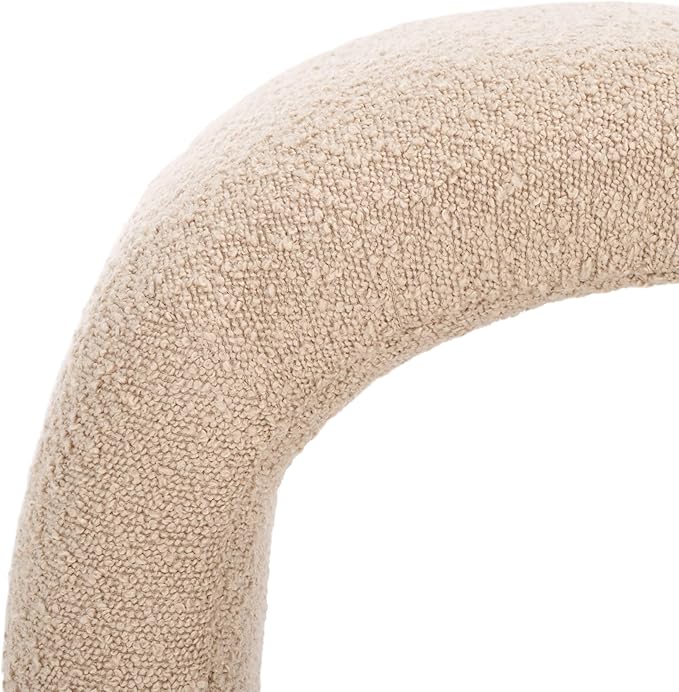 SAFAVIEH Home Collection Kibo Tan Boucle Waterfall Curved Ottoman (Fully Assembled)