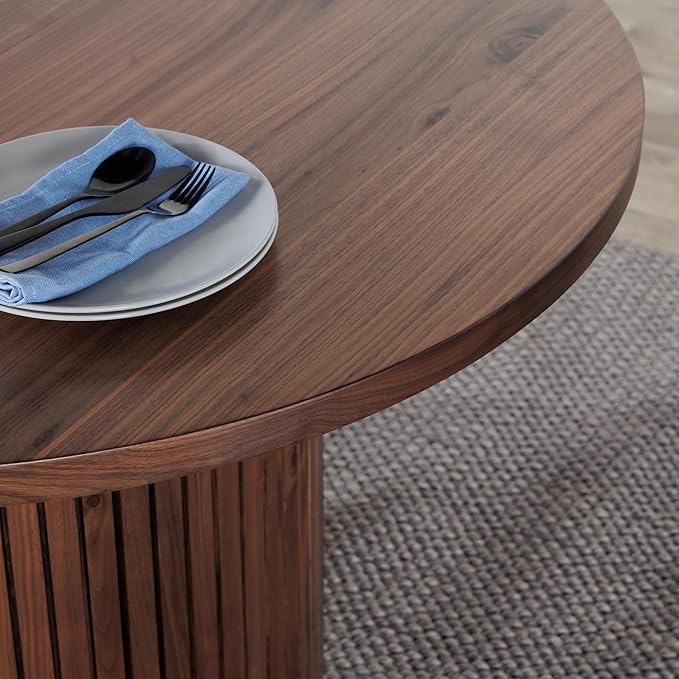 Transformer Table - Solid Wood Extendable Round Dining Table Set, Expandable Dining Table, Elegant and Functional Design, Perfect for Dining Room, Royal Brown (Table + Bench + Sideboard)
