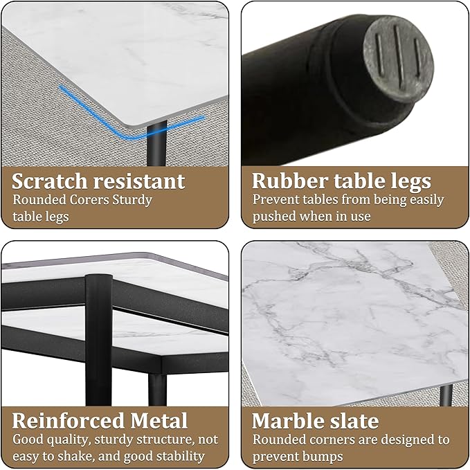 63" Modern Dining Table, Sintered Stone Kitchen Table for 4-6 peoples, White Sintered Stone Dining Tabletop with Metal Legs, Fax Marble Dining Table for Dining Room, Backyard Heat Resistant(63"x31.5")