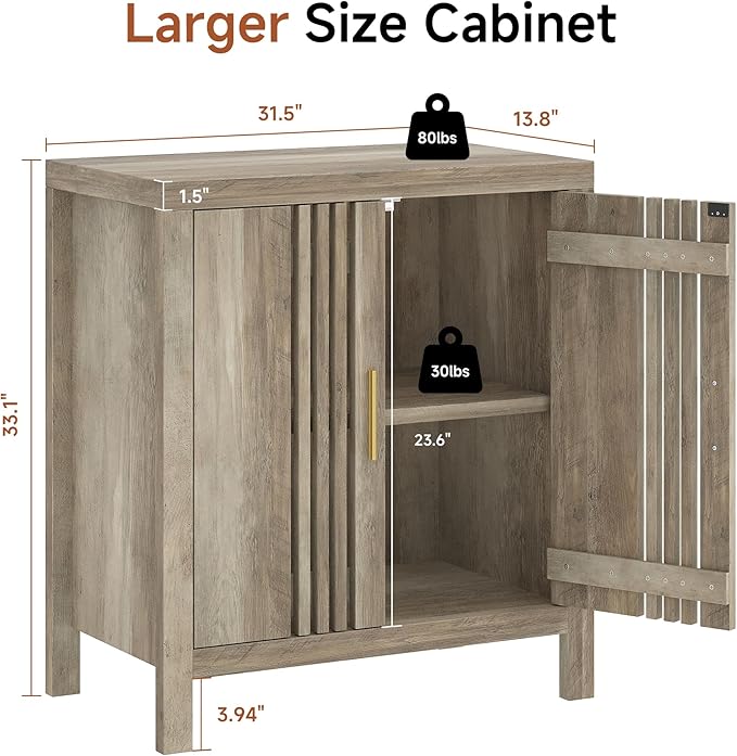 Sideboard Buffet Cabinet with Storage, Farmhouse Storage Cabinet Kitchen Buffet Cabinets, Wood Coffee Bar Sideboard for Kitchen, Entryway, Living Room, Natural Oak