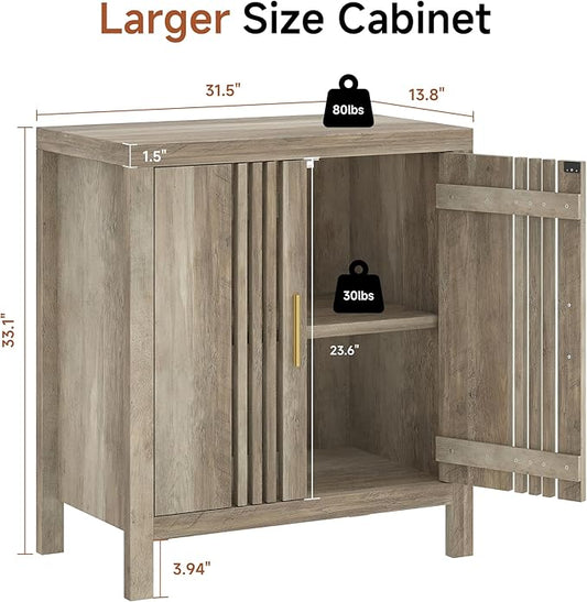 Sideboard Buffet Cabinet with Storage, Farmhouse Storage Cabinet Kitchen Buffet Cabinets, Wood Coffee Bar Sideboard for Kitchen, Entryway, Living Room, Natural Oak