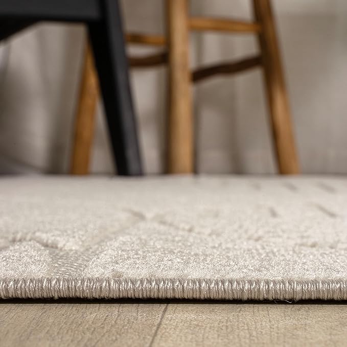 JONATHAN Y Nordby High-Low Arch Striped Ivory/Cream Indoor/Outdoor Area Rug, 3x5, Modern, Contemporary, Geometric, Bohemian, Bedroom, Kitchen,Living Room, Non Shedding (SCN104B-3)