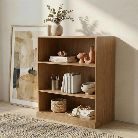 Casaphoria 36" H Wooden Bookshelves, 3 Tier Heavy Duty Bookshelf with Adjustable Shelves, Farmhouse Bookshelf with 16" Deep Storage Space for Living Room,Bedroom & Home Office