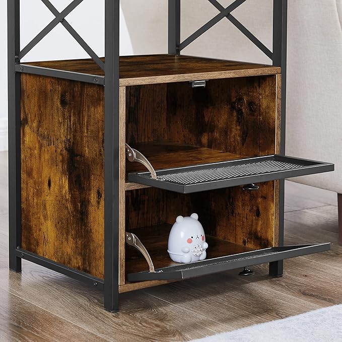 VECELO End Side Table, Modern Night Stand with Storage Space and Door, Set of 2 Nightstands with Flip Drawers for Living Room,Bedroom,Lounge, Rustic Brown