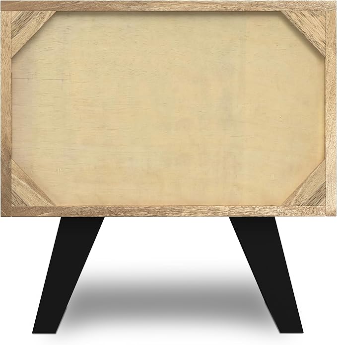 SIMPLIHOME Lowry Solid Mango Wood and Metal 22 inch Wide Rectangle Modern Industrial Side Table in Natural for the Living Room and Bedroom