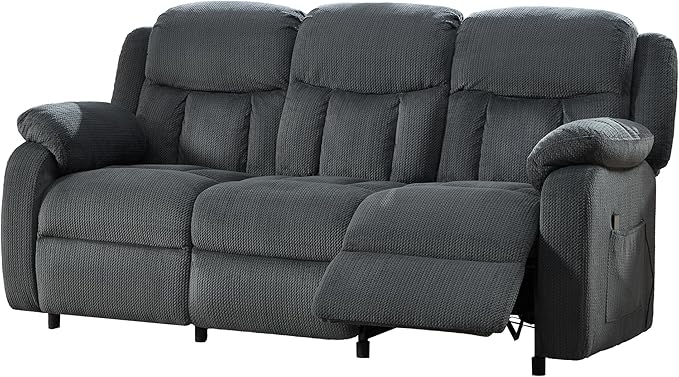 Jocisland Reclining Couch, Power Reclining Sofa with Dual Wingback, 3 Seater Recliner Sofa, Recliner Couches for Living Room(Dark Gray)