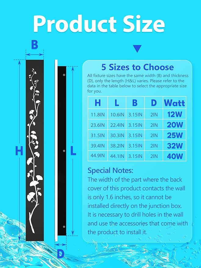Modern Outdoor Wall Lights 39.4inch LED Long Wall Sconce 3000K Exterior Light Fixture Porch Lights 32W Exterior Lighting Fixtures for Patio Balcony Terrace Garden
