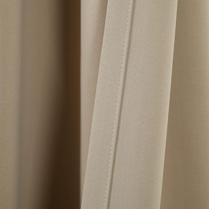 Lush Decor Insulated Grommet Blackout Window Curtain Panels, Pair, 52" W x 84" L, Mocha - Classic Modern Design - Chic Window Decor - Long Curtains For Living Room, Bedroom, Or Dining Room