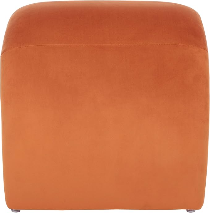 SAFAVIEH Home Collection Kibo Rust Velvet Curved Waterfall Ottoman Foot Stool (Fully Assembled)