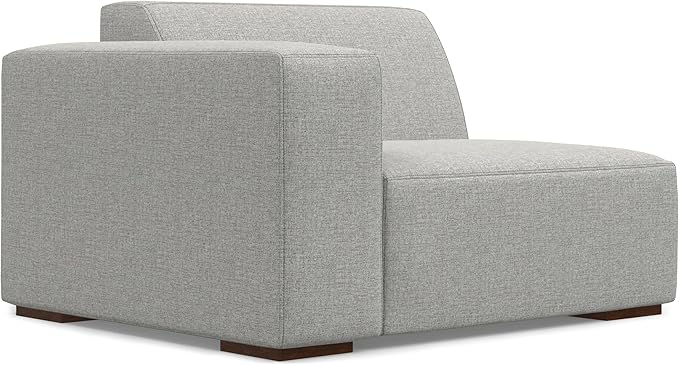 SIMPLIHOME Rex Modular Sofa and Ottoman Set in 100% Recycled Polyester Tightly Woven Performance Fabric, Pale Grey, 88-inch-Wide 2-Seater Couch and Matching 34-inch-Wide Table Ottoman for Living Room